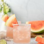 Watermelon Margaritas With Watermelon Juice And Sugar Rim
