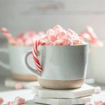 Boozy Peppermint White Hot Chocolate with Candy Cane Infused Vodka