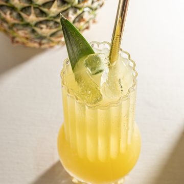 Spicy Ginger and Pineapple Rum Fizz Highball Cocktail