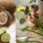Coconut Mojito Cocktail with Malibu Rum Mint Lime Juice Cream of Coconut