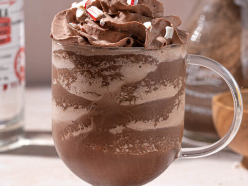 Boozy Peppermint Frozen Hot Chocolate - The Boozy Ginger