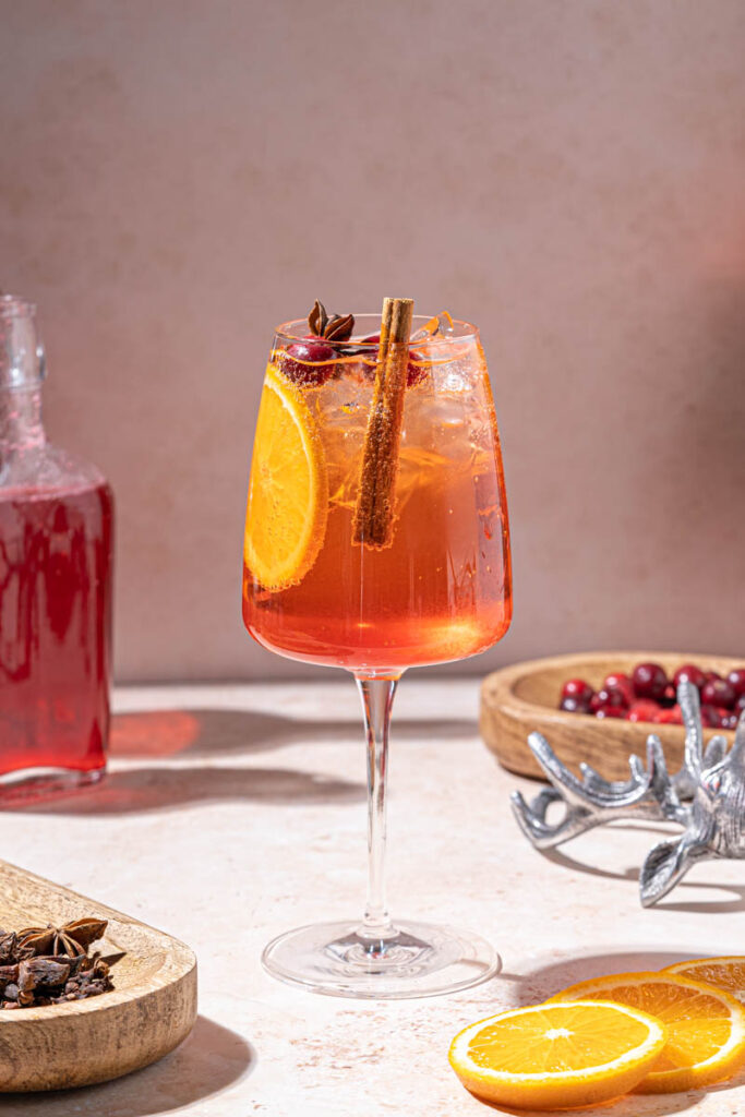 Spiced Cranberry Aperol Spritz Fall Cocktail