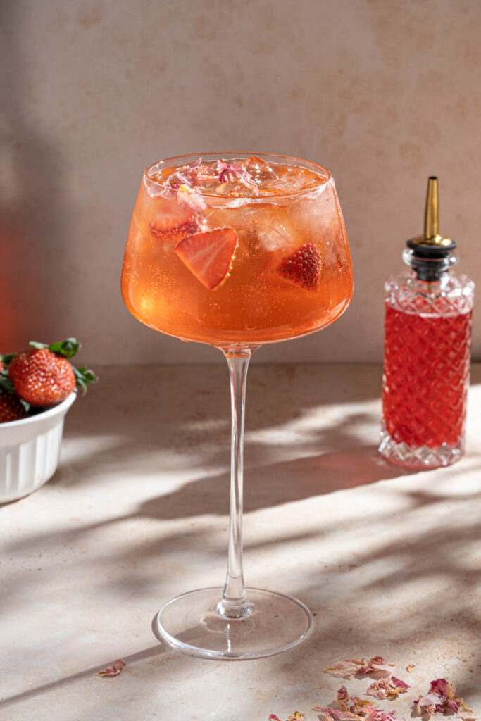 The Boozy Ginger - Valentine’s Day Aperol Spritz Cocktail Strawberry Rose Syrup