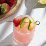 The Boozy Ginger Strawberry Coconut Margarita Valentine’s Day Galentine’s Day Cocktail