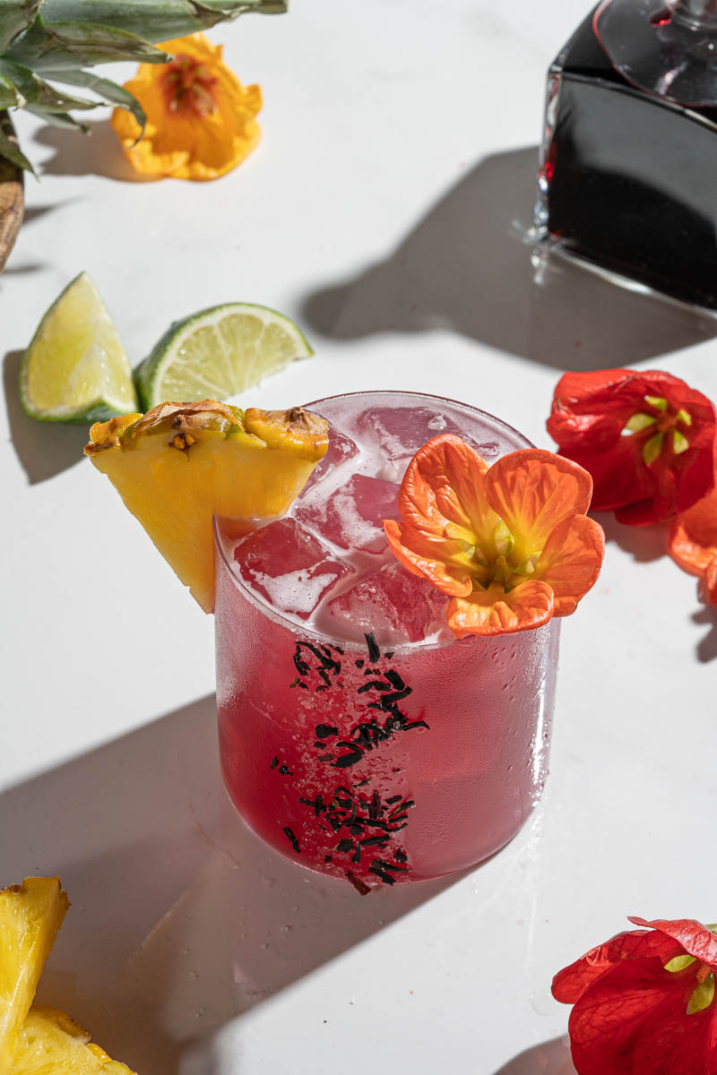 The Boozy Ginger Cocktail Blog - Hibiscus Pineapple Margarita with Hibiscus Syrup