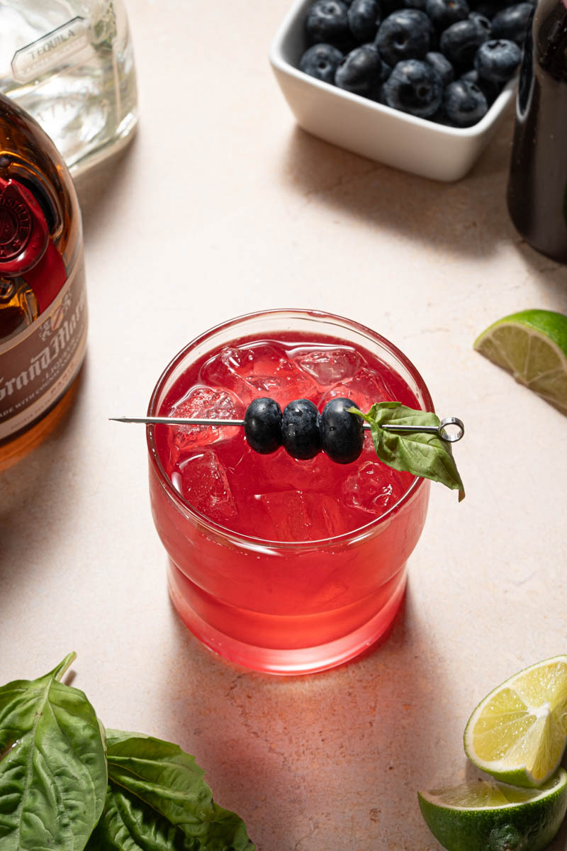 The Boozy Ginger Cocktail Blog - Blueberry Basil Margarita