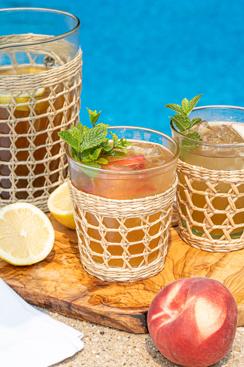 Peach Bourbon Lemonade Pitcher Cocktails for Labor Day Weekend