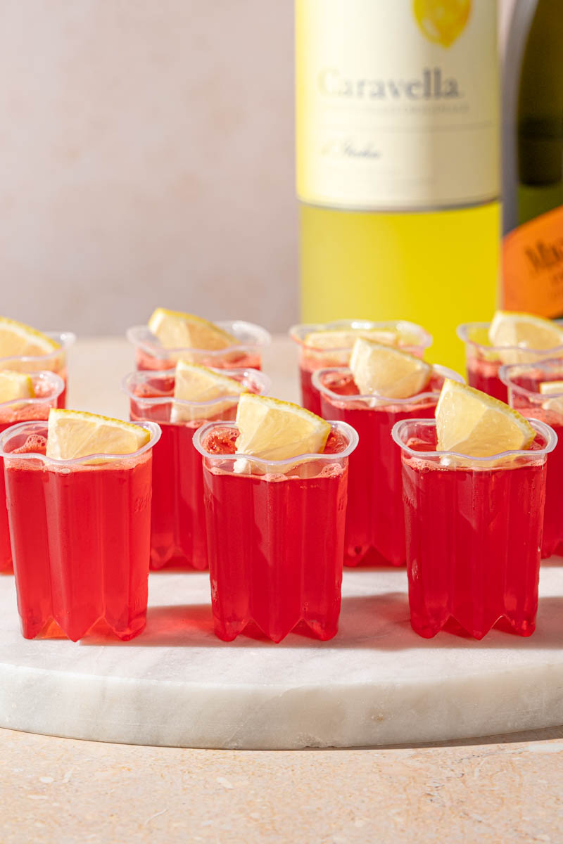 Raspberry Limoncello Spritz Jello Shots
