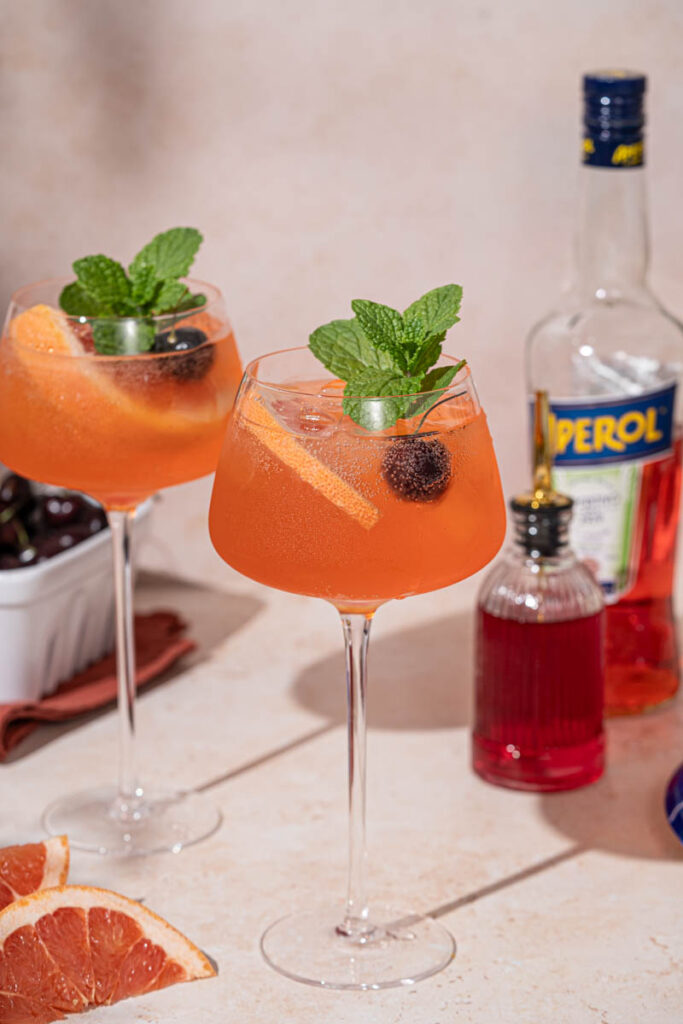 Cherry Grapefruit Aperol Spritz