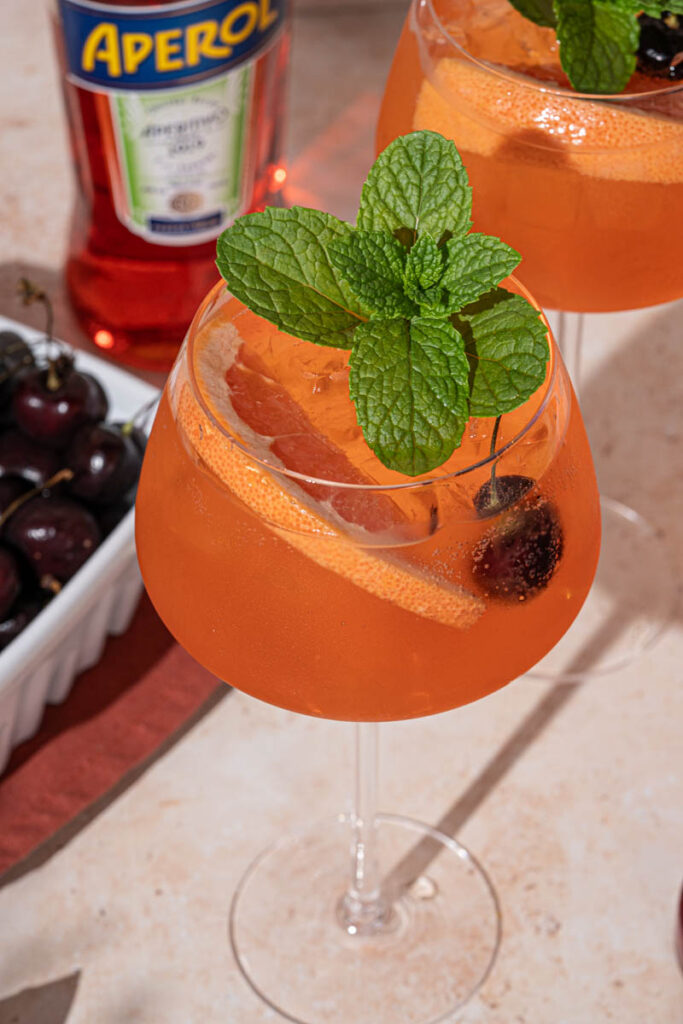 Cherry Grapefruit Aperol Spritz