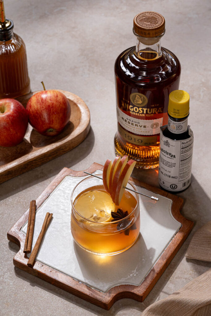 Apple Crisp Rum Old Fashioned with Angostura