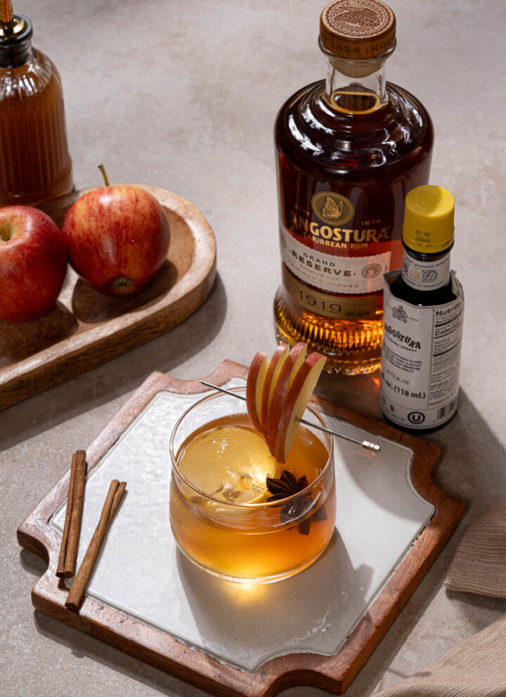 Apple Crisp Rum Old Fashioned with Angostura