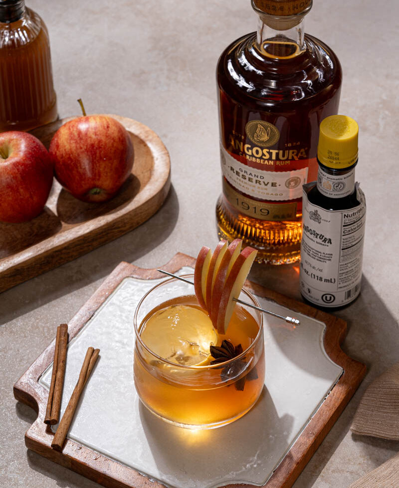 Apple Crisp Rum Old Fashioned with Angostura